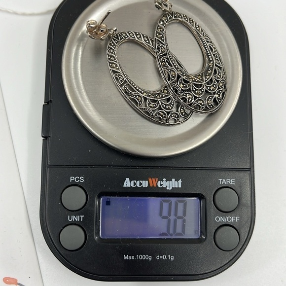 Vintage Brand Sterling Silver Marcasite Matching Earrings - Picture 10 of 11